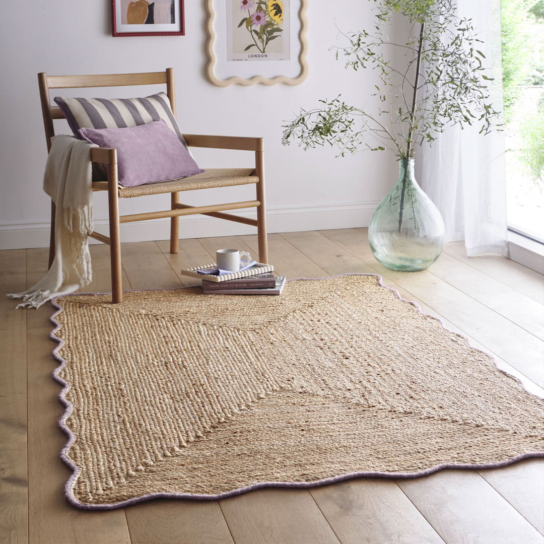Origins Jute Scalloped Edge Rug Lilac Handwoven - beUNIQ - Created by Product Upload - 120x170 - handwoven rug