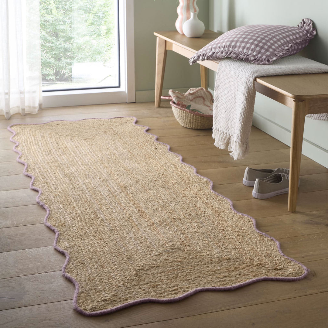 Origins Jute Scalloped Edge Rug Lilac Handwoven - beUNIQ - Created by Product Upload - 67x200 - handwoven rug