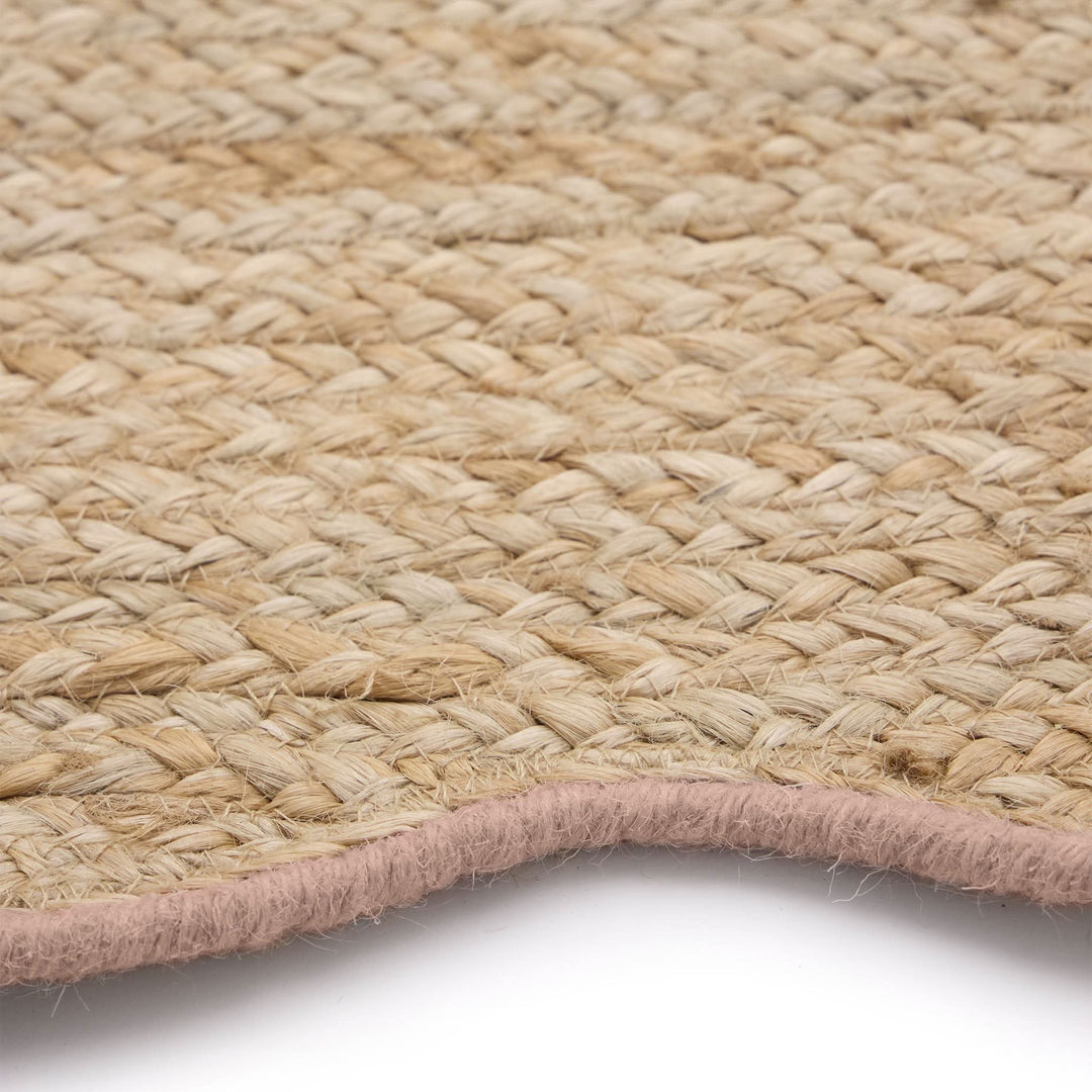 Origins Jute Scalloped Edge Rug Peach Wool Border - beUNIQ - Created by Product Upload - 67x200 - handwoven rug