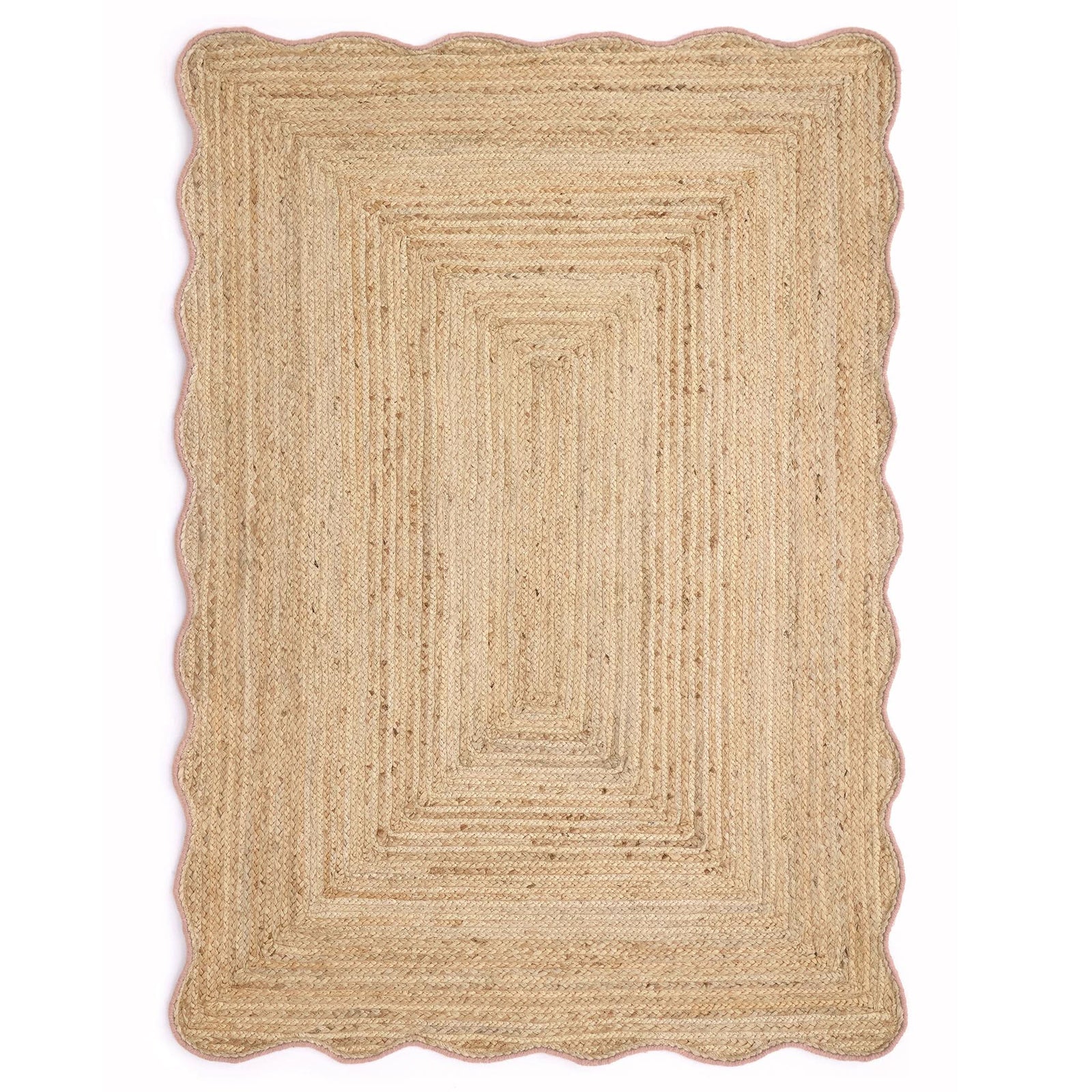 Origins Jute Scalloped Edge Rug Peach Wool Border - beUNIQ - Created by Product Upload - 120x170 - handwoven rug