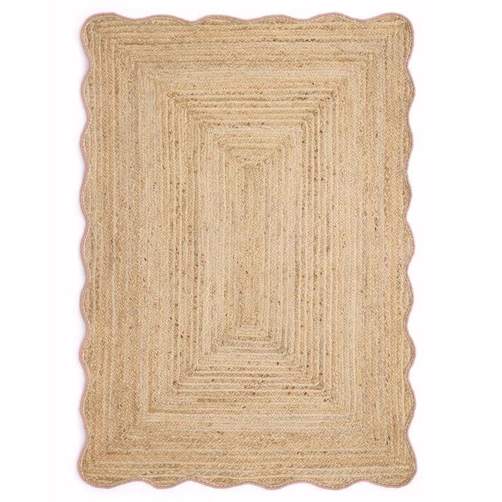 Origins Jute Scalloped Edge Rug Peach Wool Border - beUNIQ - Created by Product Upload - 120x170 - handwoven rug