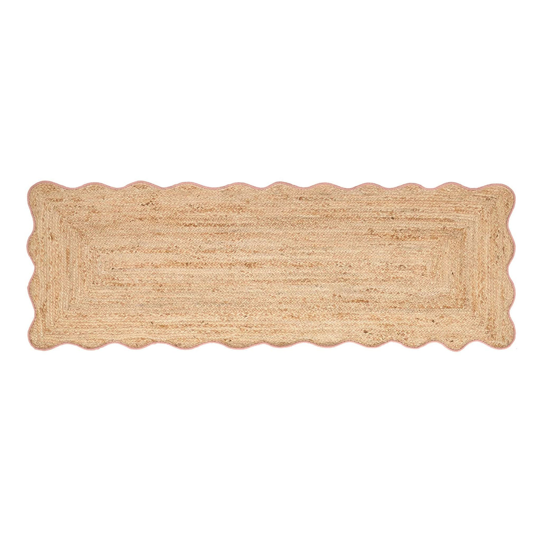 Origins Jute Scalloped Edge Rug Peach Wool Border - beUNIQ - Created by Product Upload - 67x200 - handwoven rug