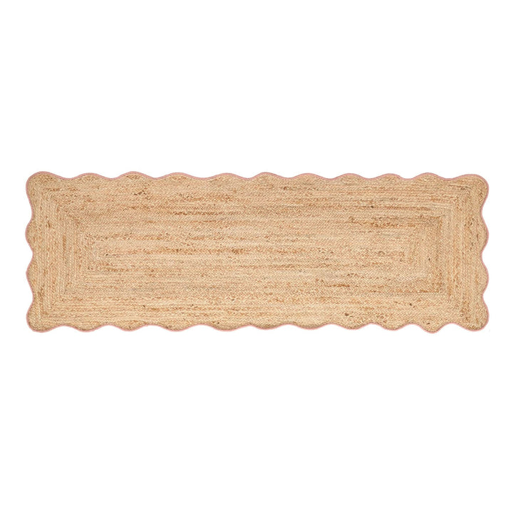 Origins Jute Scalloped Edge Rug Peach Wool Border - beUNIQ - Created by Product Upload - 67x200 - handwoven rug