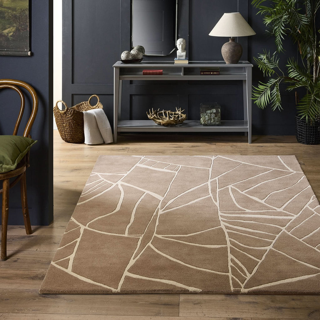 Origins Kintsugi Stone Abstract Carved Pattern Wool Area Rug - beUNIQ - abstract pattern rug - 120cm x 170cm - carved wool rug