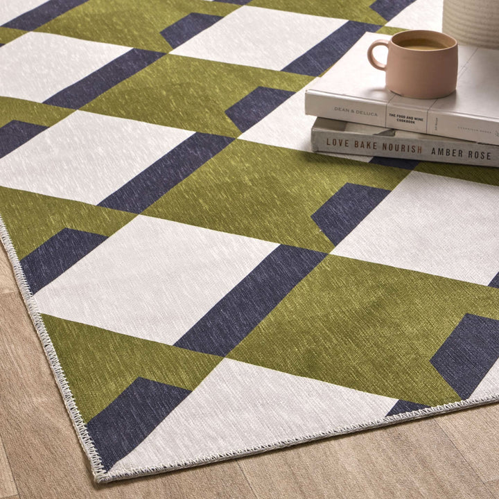 Origins Kyoto Washable Geometric Area Rug Non - Slip Chenille - beUNIQ - Created by Product Upload - 67x200 - geometric rug