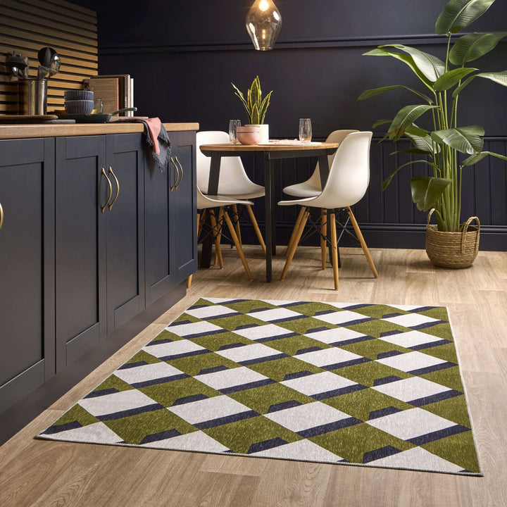 Origins Kyoto Washable Geometric Area Rug Non - Slip Chenille - beUNIQ - Created by Product Upload - 80x150 - geometric rug