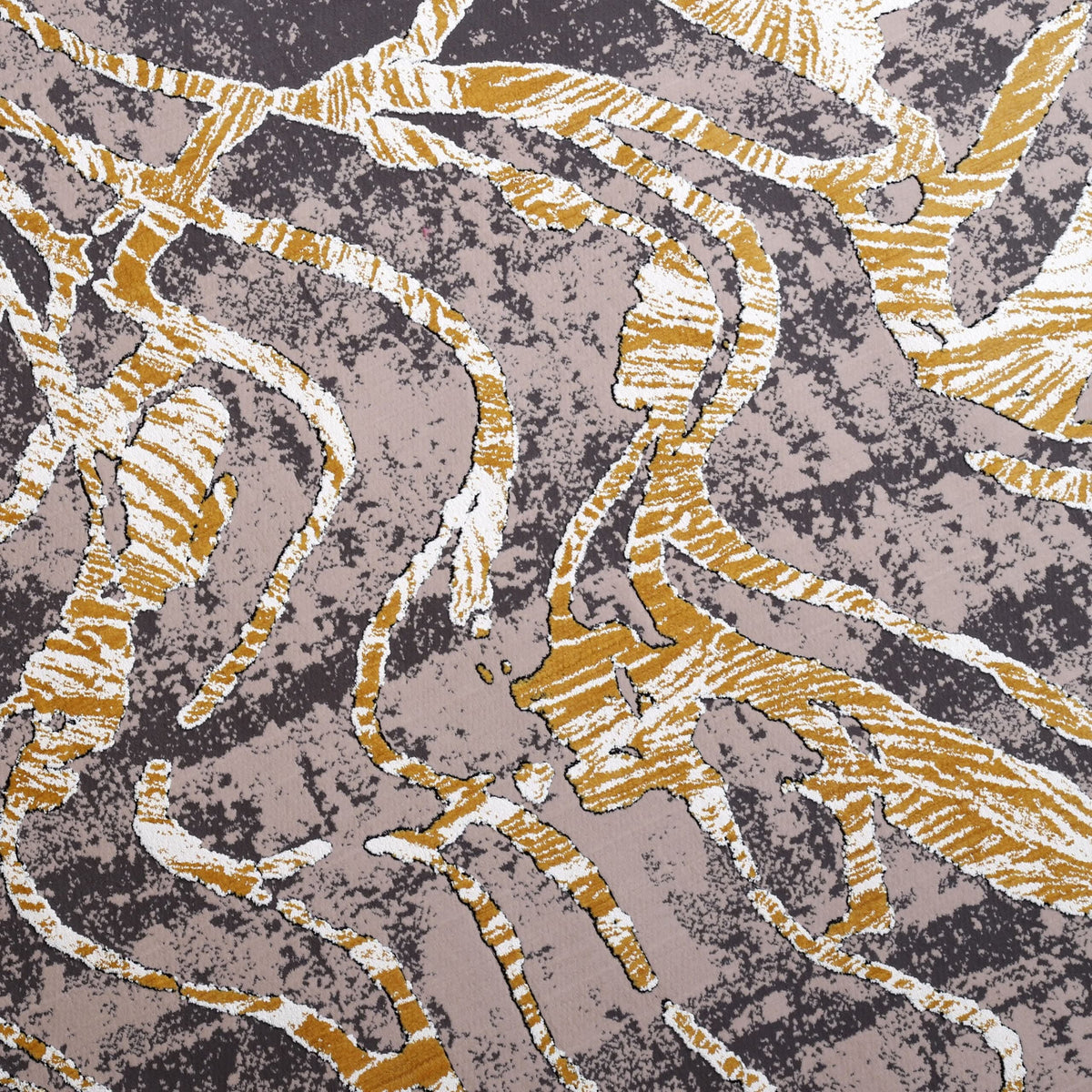 Grey Yellow Modern Abstract Low Pile Polypropylene Rug, second view
