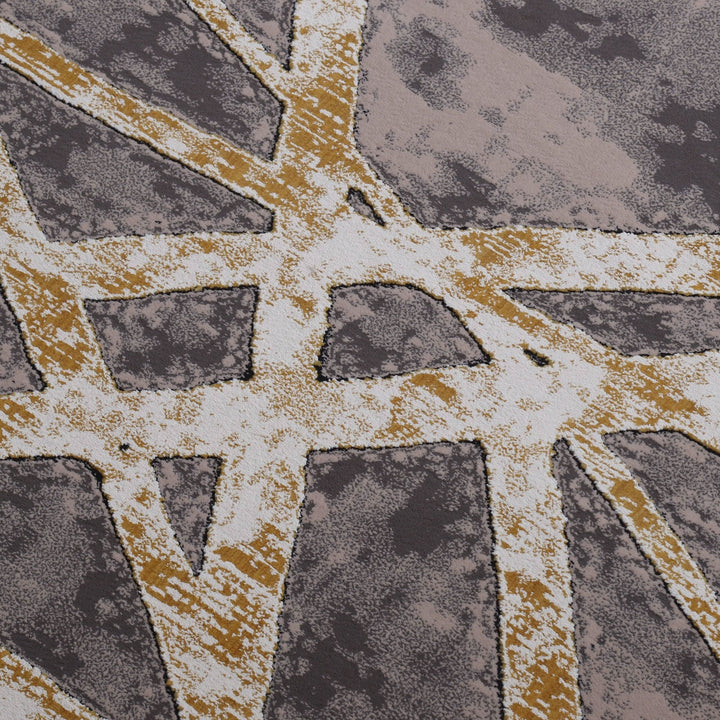 Grey Yellow Painterly Abstract Stain Resistant Area Rug, second view