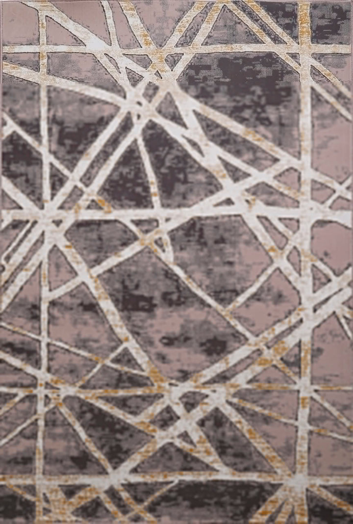Grey Yellow Painterly Abstract Stain Resistant Area Rug