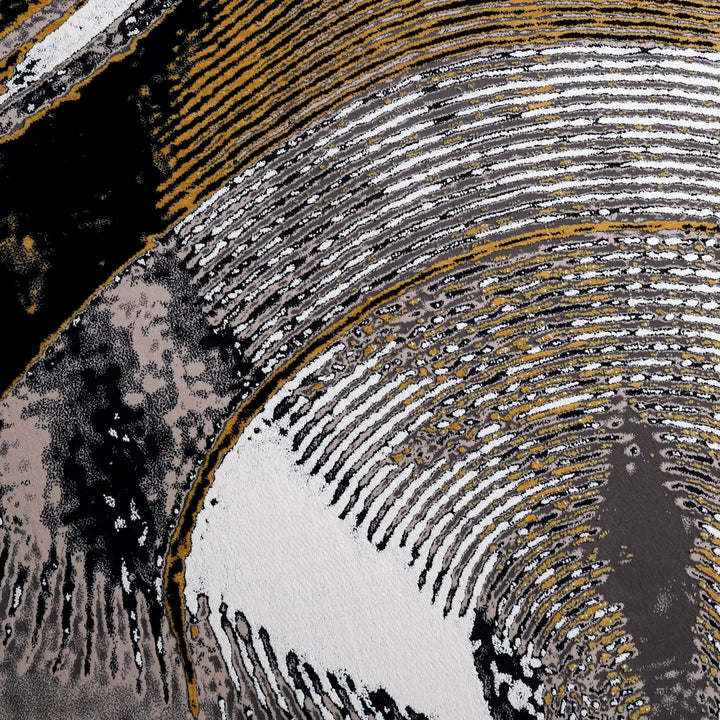 Grey Yellow Modern Abstract Non-Shed Polypropylene Rug, second view