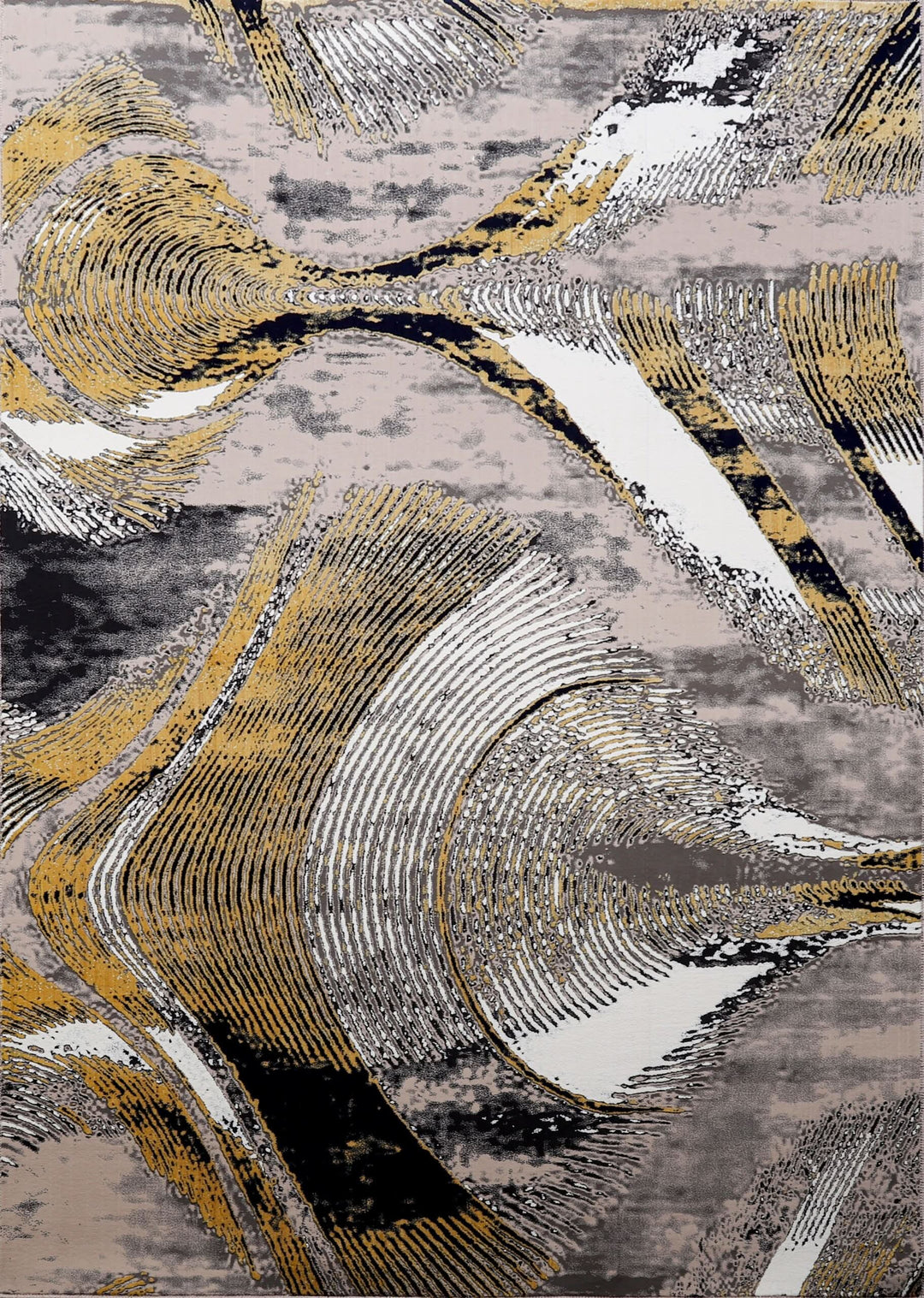 Grey Yellow Modern Abstract Non-Shed Polypropylene Rug