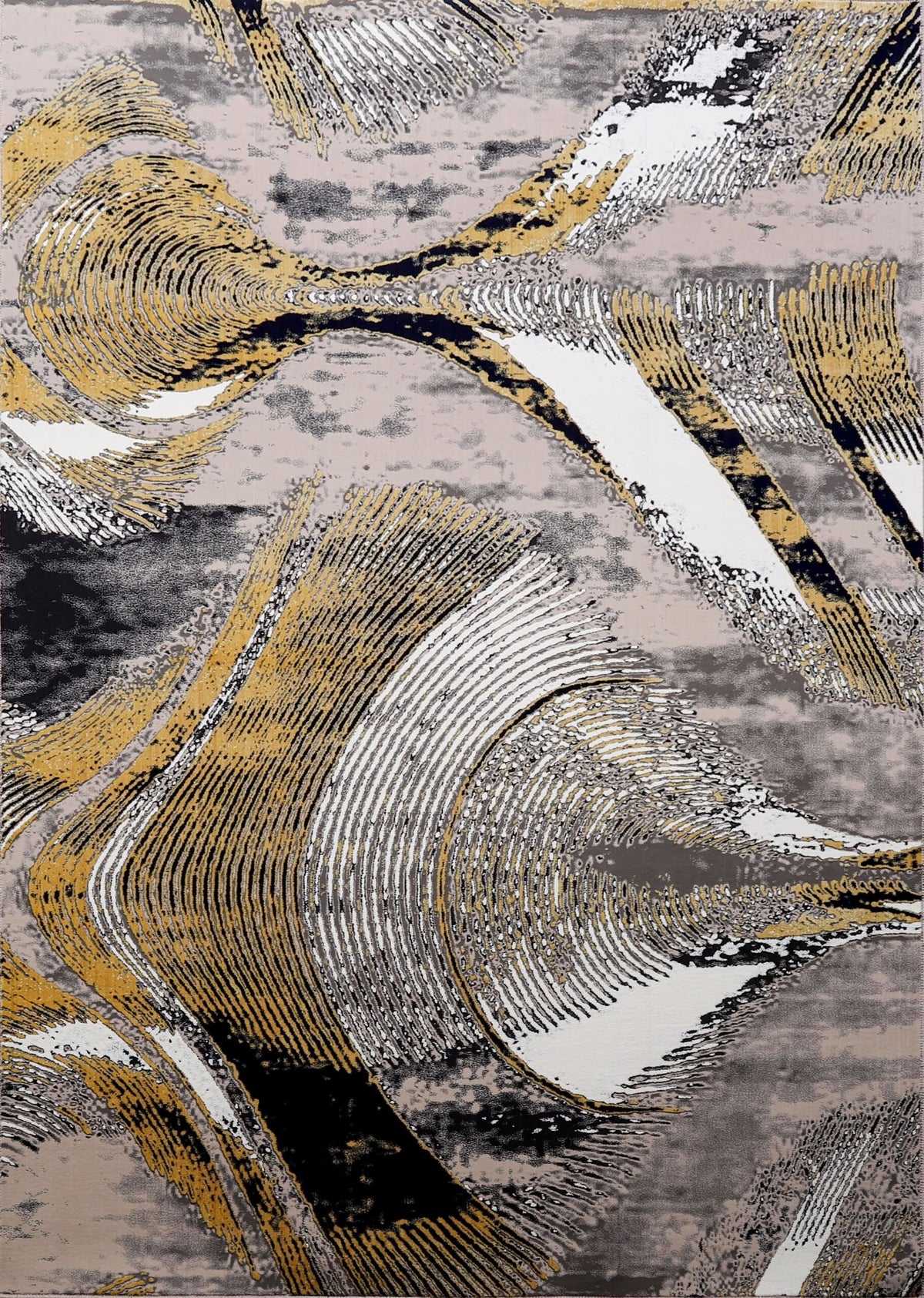 Grey Yellow Modern Abstract Non-Shed Polypropylene Rug