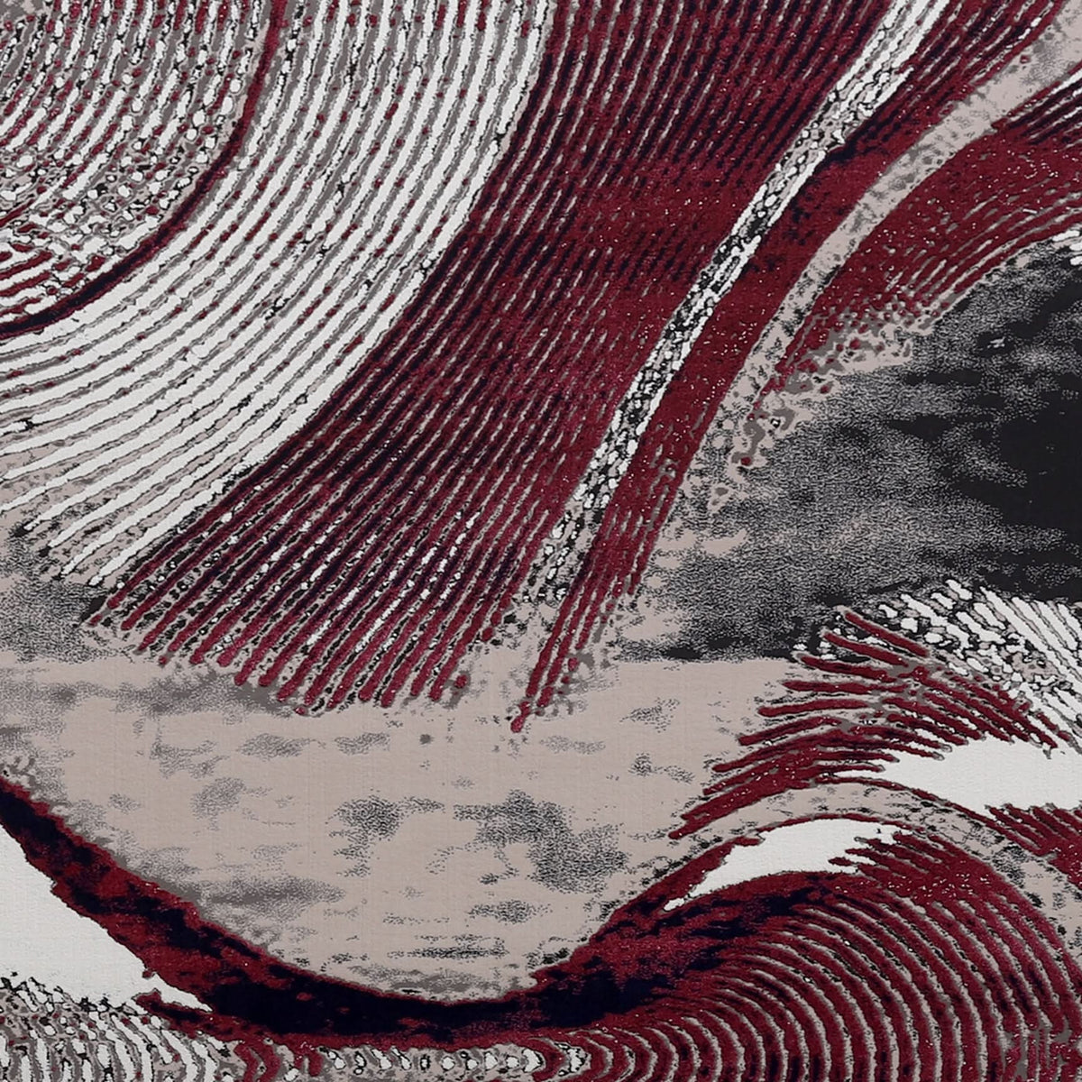 Burgundy Grey Modern Abstract Polypropylene Area Rug, second view