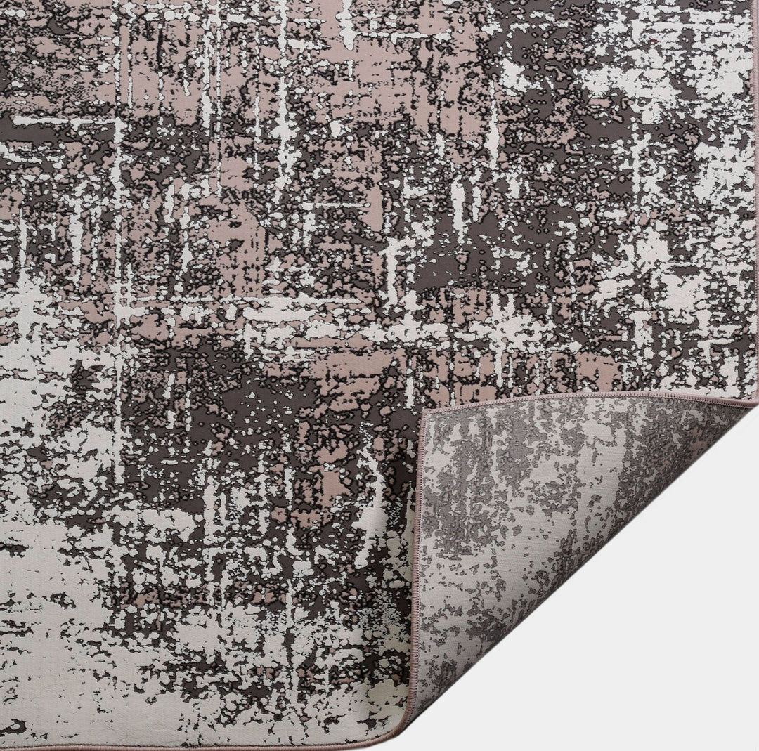 Tonal Grey Modern Abstract Low Pile Polypropylene Rug, detail view