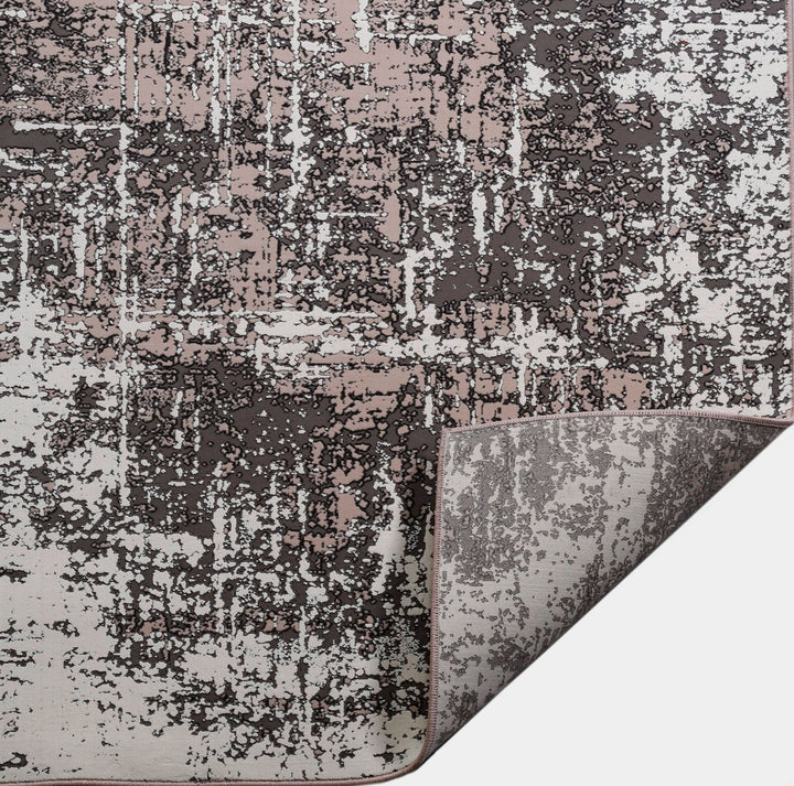 Tonal Grey Modern Abstract Low Pile Polypropylene Rug, detail view