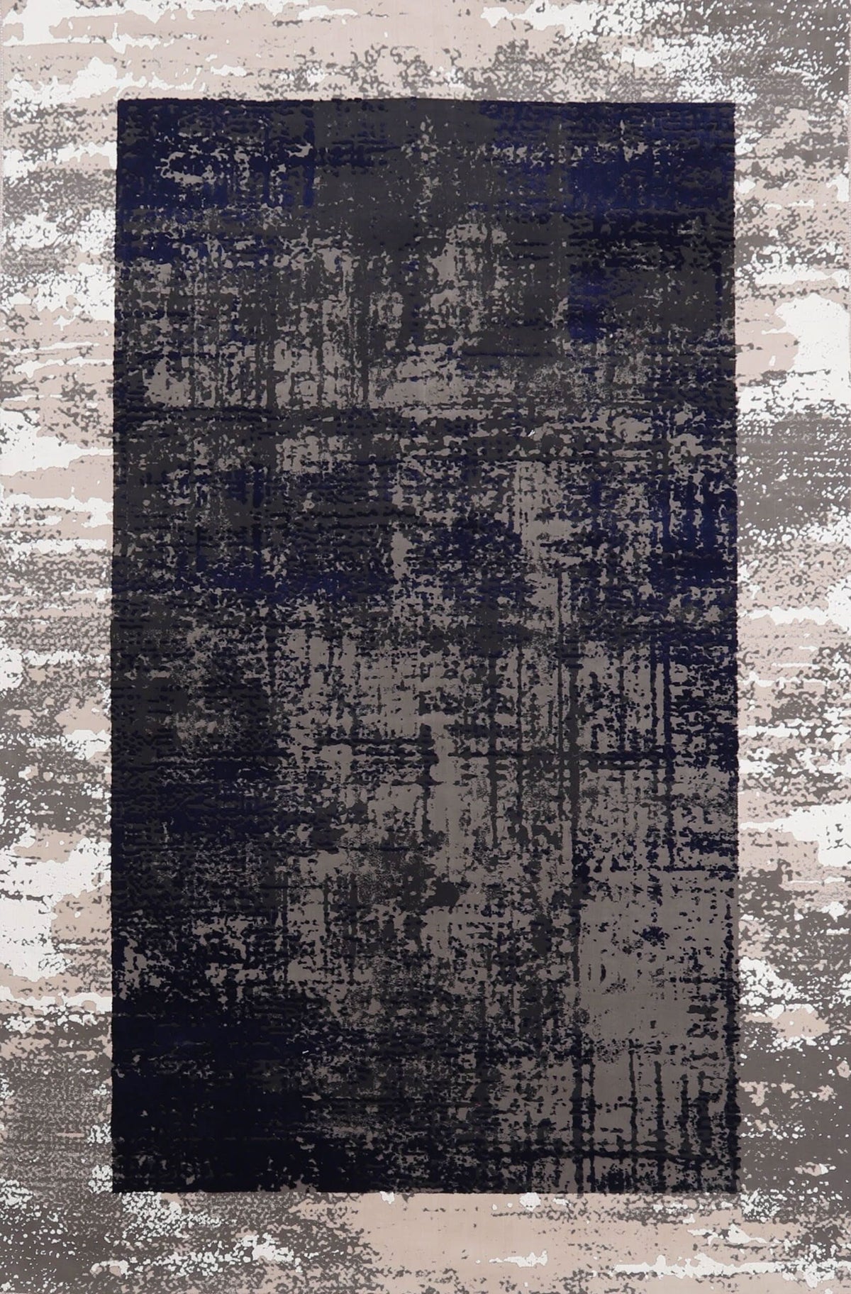 Black Grey Modern Abstract Non-Shed Polypropylene Rug