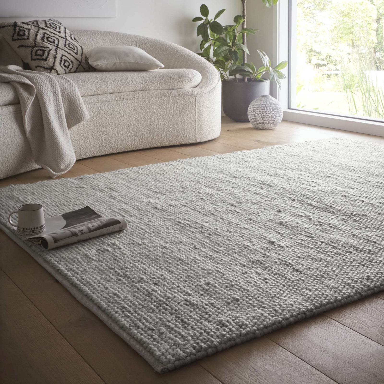 Origins La Playa Silver Hand - Woven Wool and Polyester Rug - beUNIQ - coastal style rug - 120cm x 170cm - Created by Product Upload