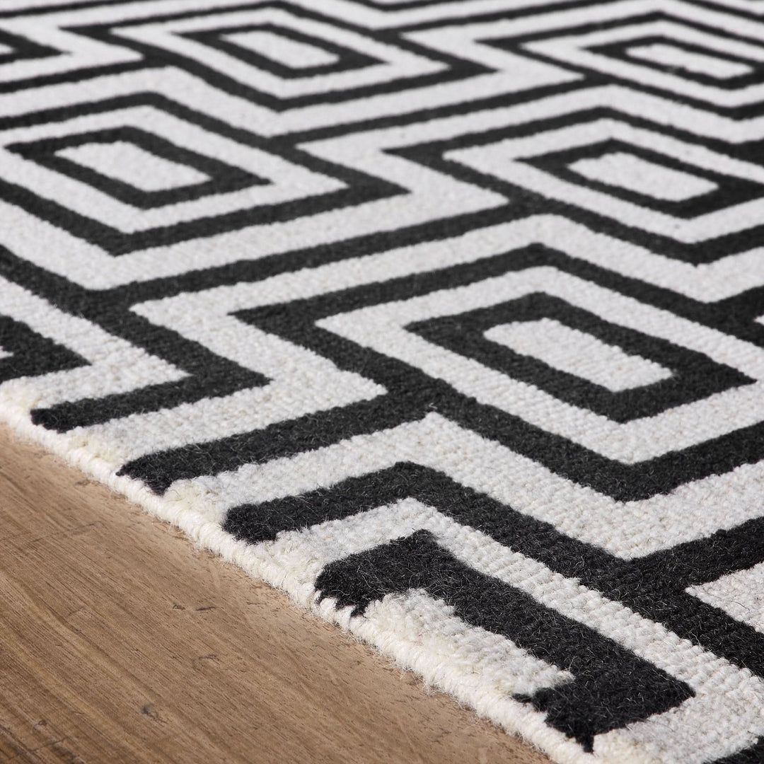 Origins Labyrinth Monochrome Hand Tufted Wool Loop Area Rug - beUNIQ - black and white rug - 80x150 - Created by Product Upload