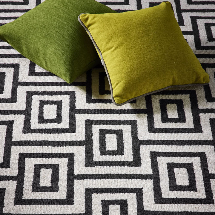 Origins Labyrinth Monochrome Hand Tufted Wool Loop Area Rug - beUNIQ - black and white rug - 80x150 - Created by Product Upload