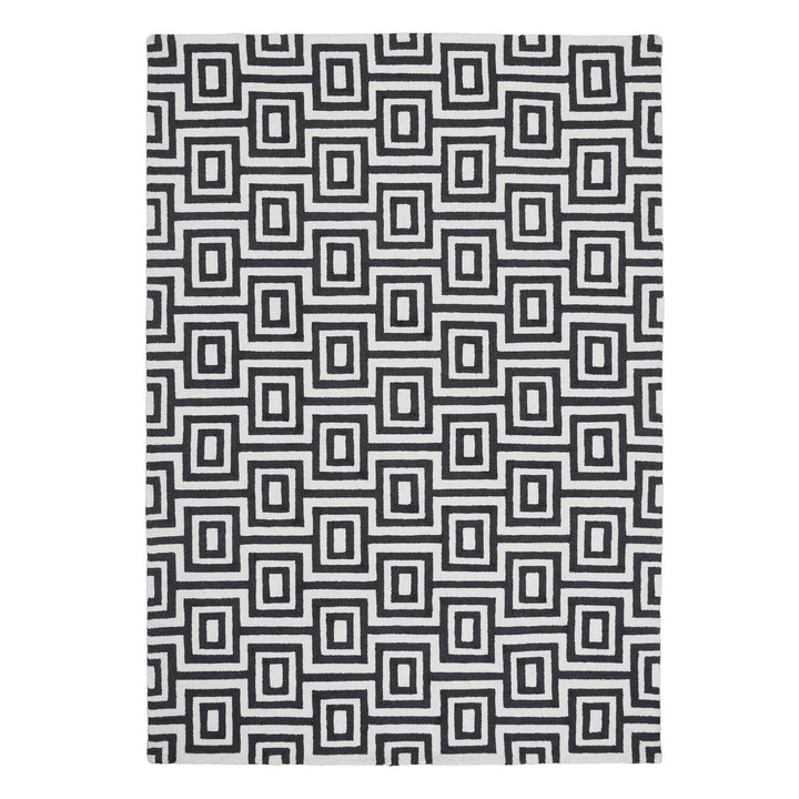 Origins Labyrinth Monochrome Hand Tufted Wool Loop Area Rug - beUNIQ - black and white rug - 80x150 - Created by Product Upload