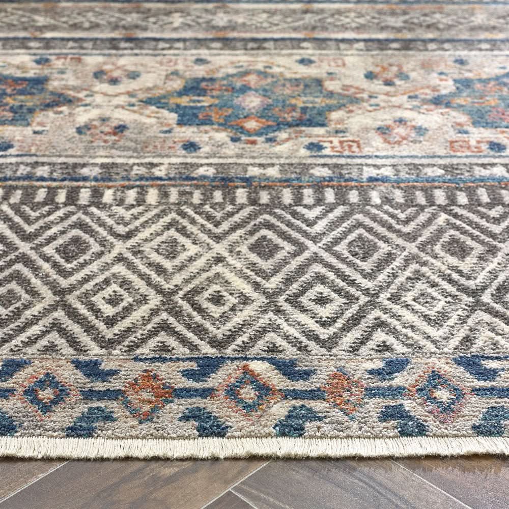 Origins Mandala Stripe Grey Patterned Versatile Soft Stain Resistant Rug - beUNIQ - Created by Product Upload - 80x150 - Grey Patterned Rug