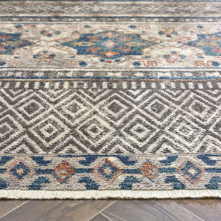 Origins Mandala Stripe Grey Patterned Versatile Soft Stain Resistant Rug - beUNIQ - Created by Product Upload - 80x150 - Grey Patterned Rug