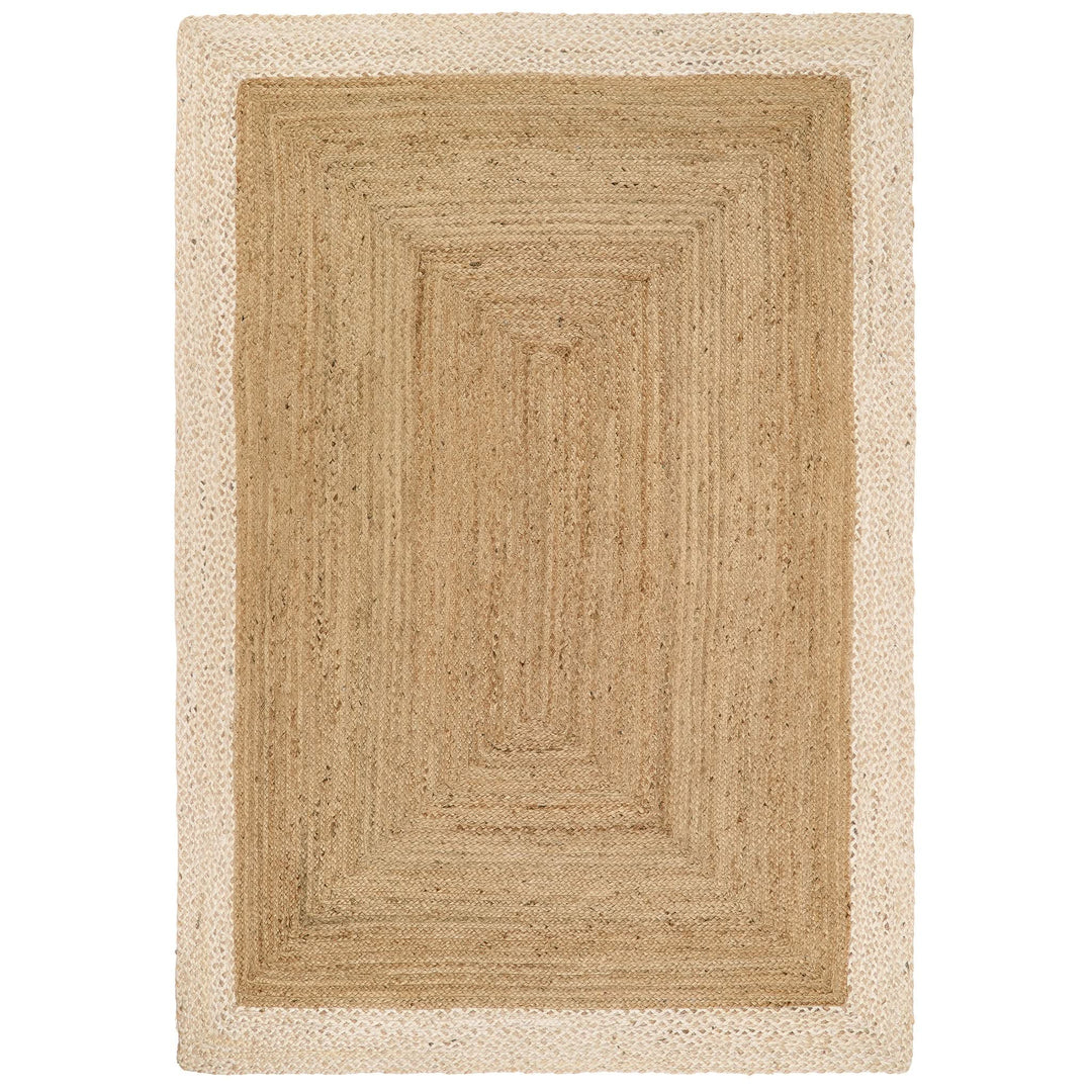 White Boarder Rug Natural White Jute Border Rug | Hand Braided Eco-Friendly Rugs – beUNIQ