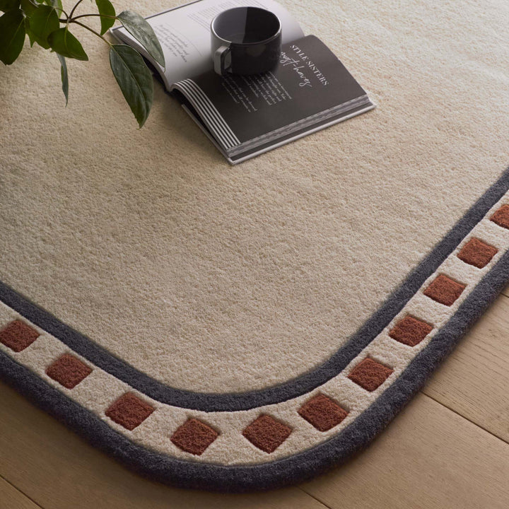 Origins Borderline Wool Rug Geometric Border Cream Scalloped Edge - beUNIQ - cream area rug - 80x150 - Created by Product Upload