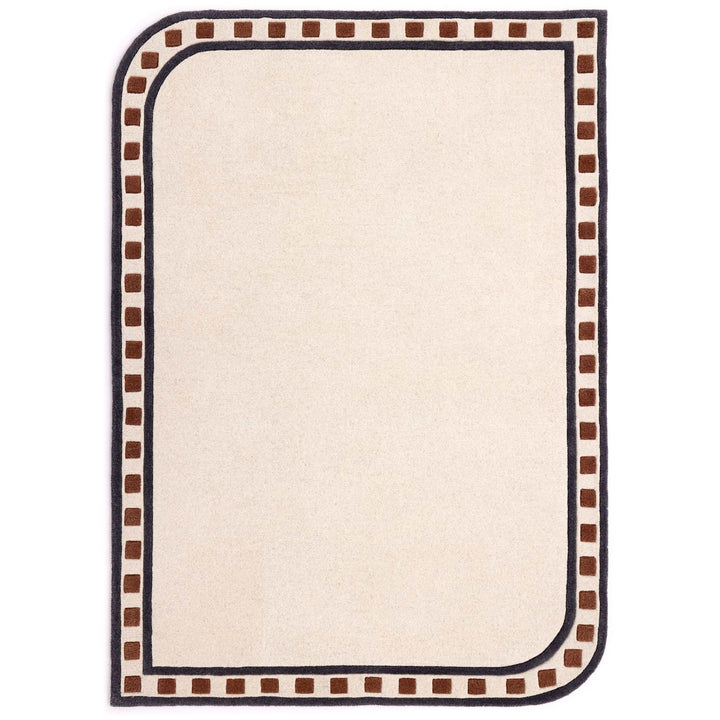 Origins Borderline Wool Rug Geometric Border Cream Scalloped Edge - beUNIQ - cream area rug - 80x150 - Created by Product Upload