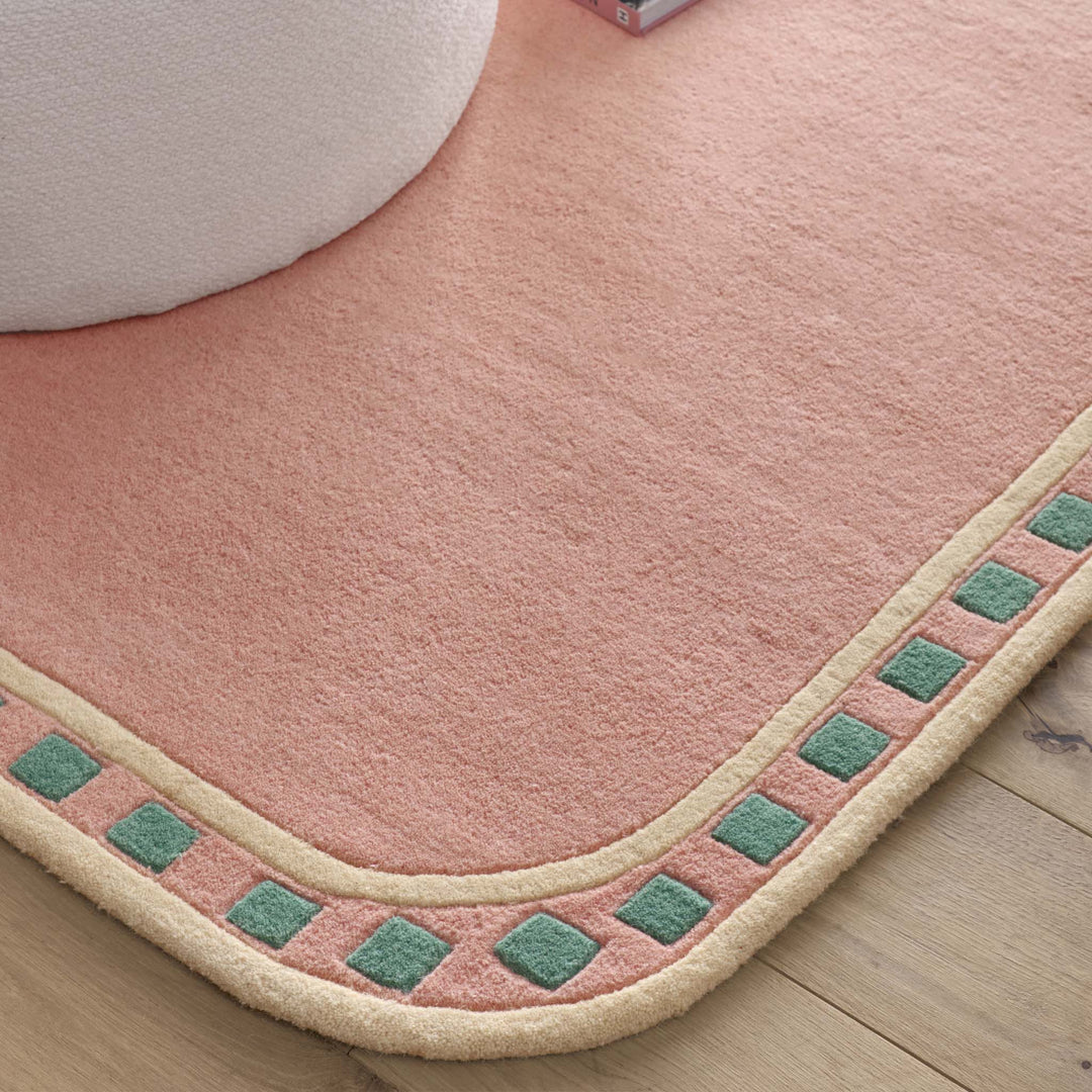 Origins Borderline Wool Rug Pink Geometric Pattern - beUNIQ - bedroom rug - 80x150 - Created by Product Upload