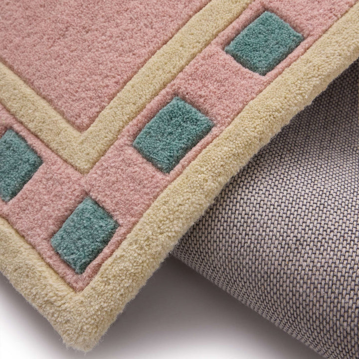 Origins Borderline Wool Rug Pink Geometric Pattern - beUNIQ - bedroom rug - 80x150 - Created by Product Upload