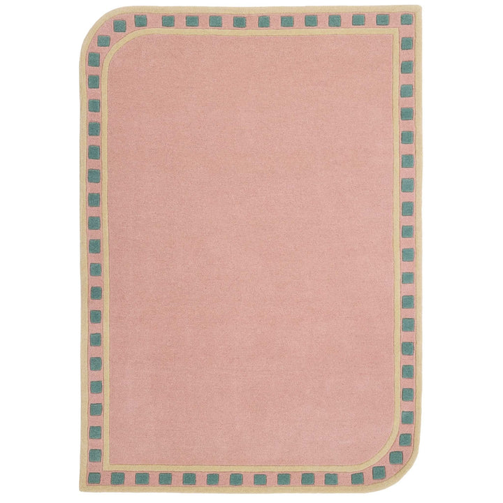 Origins Borderline Wool Rug Pink Geometric Pattern - beUNIQ - bedroom rug - 80x150 - Created by Product Upload