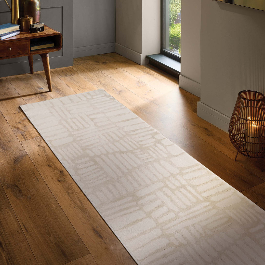 Origins Pathway Machine Woven Polyester Rug Cream Geometric Design - beUNIQ - Created by Product Upload - 67x230 - Geometric abstract rug