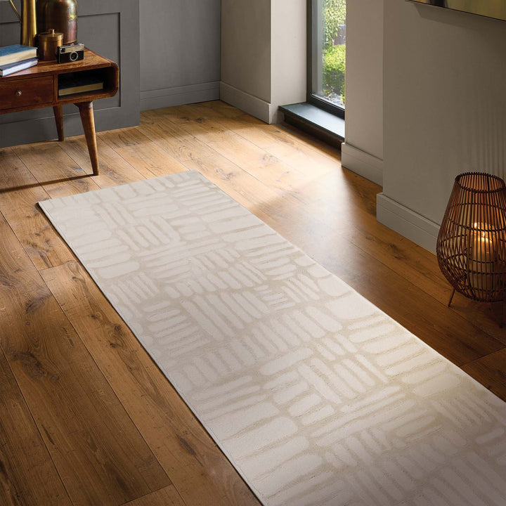 Origins Pathway Machine Woven Polyester Rug Cream Geometric Design - beUNIQ - Created by Product Upload - 67x230 - Geometric abstract rug