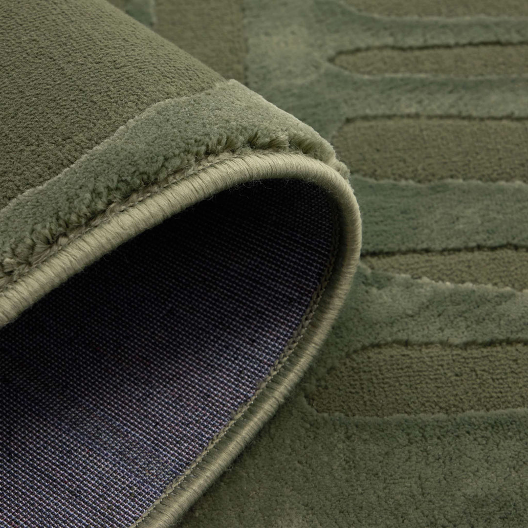 Origins Pathway Green Rug Modern Abstract Geometric Pattern Polyester - beUNIQ - Created by Product Upload - 67x230 - geometric floor rug