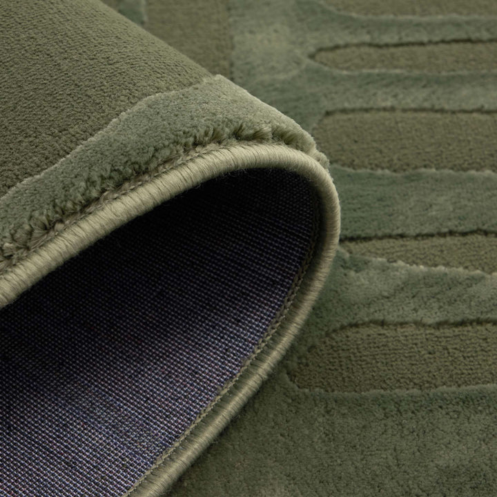 Origins Pathway Green Rug Modern Abstract Geometric Pattern Polyester - beUNIQ - Created by Product Upload - 67x230 - geometric floor rug