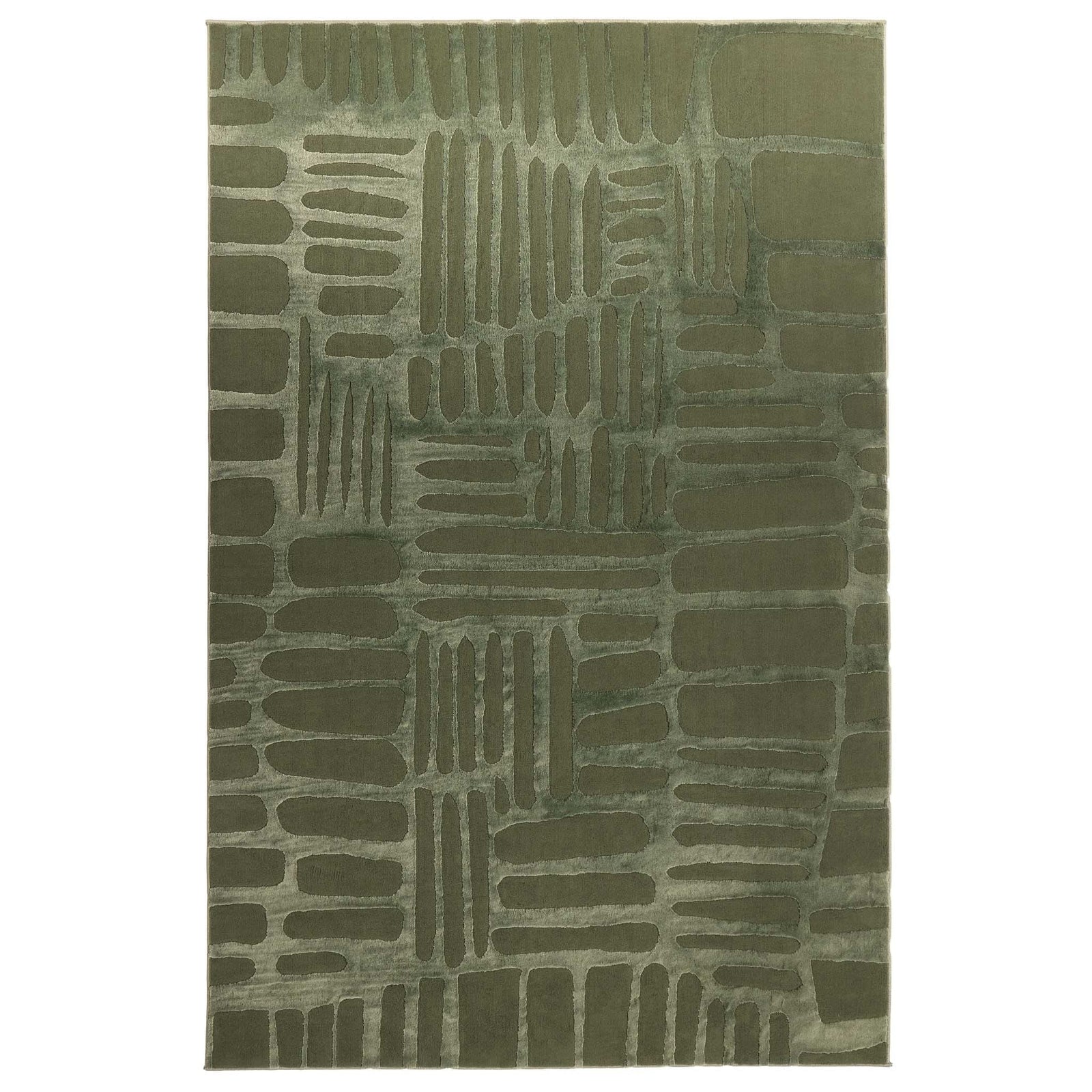 Origins Pathway Green Rug Modern Abstract Geometric Pattern Polyester - beUNIQ - Created by Product Upload - 80x150 - geometric floor rug