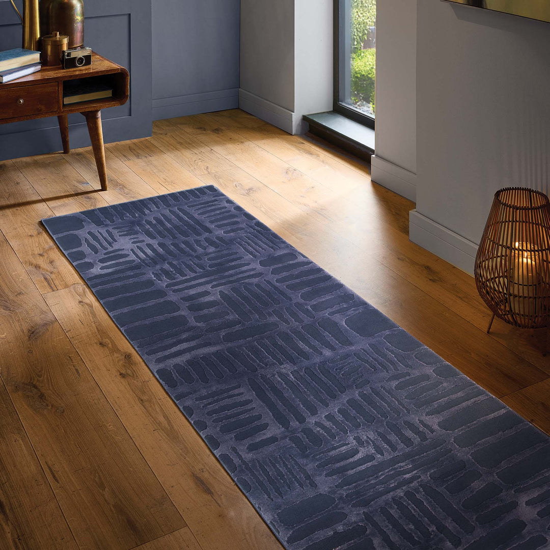 Origins Pathway Navy Geometric Patterned Rug for Modern Home Decor - beUNIQ - Created by Product Upload - 67x230 - Durable Living Room Rug