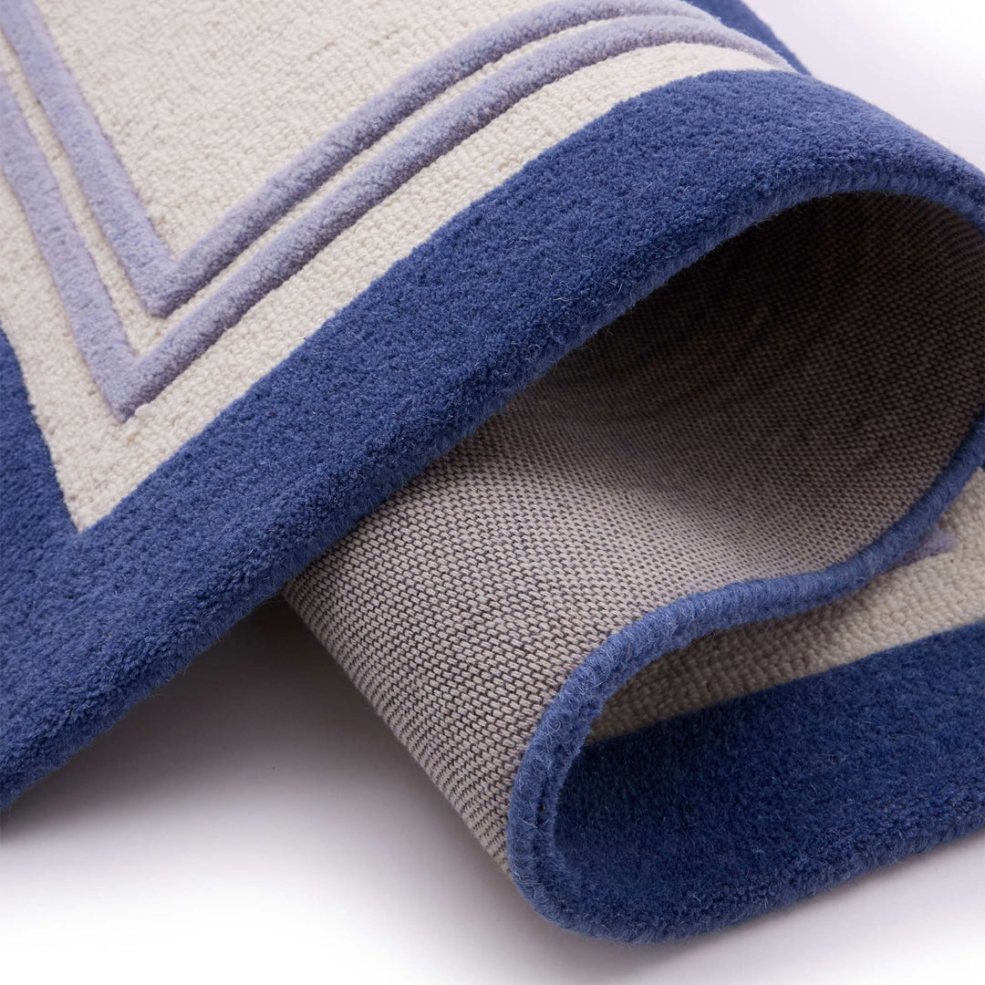 Origins Piper Hand Tufted 100% Wool Rug in Navy Blue - beUNIQ - Border Rug - 067X200 - Contemporary Living Room Rug