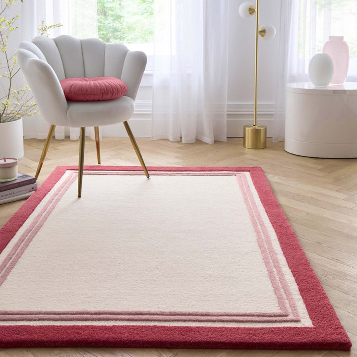 Origins Piper Hand Tufted Wool Rug Pink Border - beUNIQ - Created by Product Upload - 080X150 - hand tufted rug