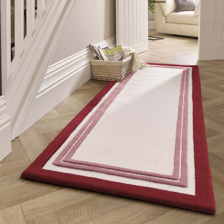 Origins Piper Hand Tufted Wool Rug Pink Border - beUNIQ - Created by Product Upload - 067X200 - hand tufted rug