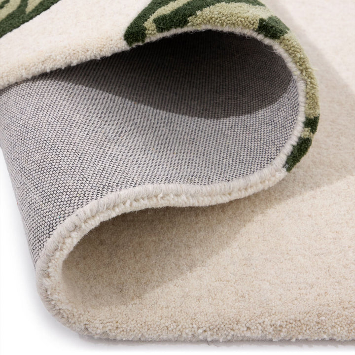 Origins Paradise Leaf Hand - Carved Wool Rug Green Ivory - beUNIQ - Created by Product Upload - 80x150 - green and ivory rug