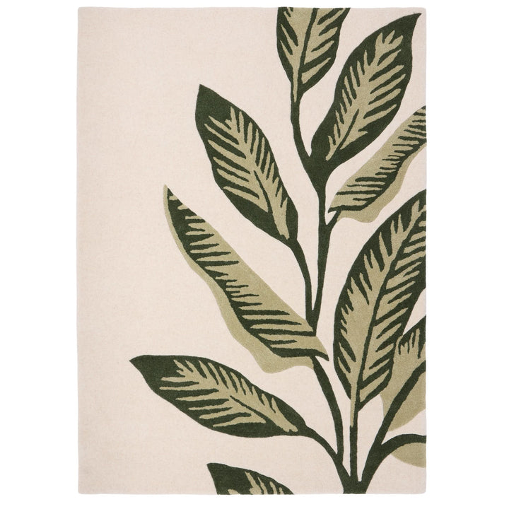 Origins Paradise Leaf Hand - Carved Wool Rug Green Ivory - beUNIQ - Created by Product Upload - 80x150 - green and ivory rug