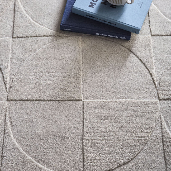Origins Penny Cream 3D Geometric Carved Pure Wool Area Rug - beUNIQ - 3D carved rug - 120cm x 170cm - cream geometric rug