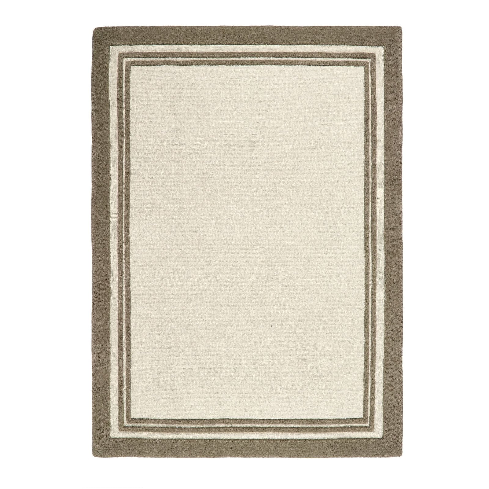 Origins Piper Hand Tufted Wool Border Rug in Taupe - beUNIQ - border rug - 080X150 - contemporary living room rug