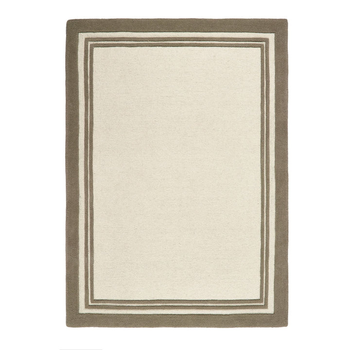 Origins Piper Hand Tufted Wool Border Rug in Taupe - beUNIQ - border rug - 080X150 - contemporary living room rug