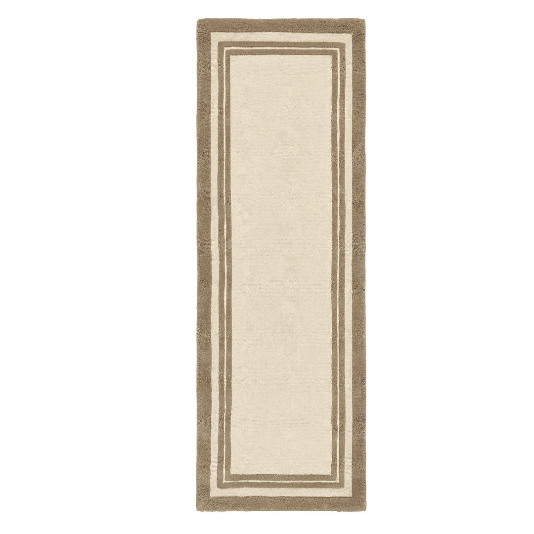 Origins Piper Hand Tufted Wool Border Rug in Taupe - beUNIQ - border rug - 067X200 - contemporary living room rug