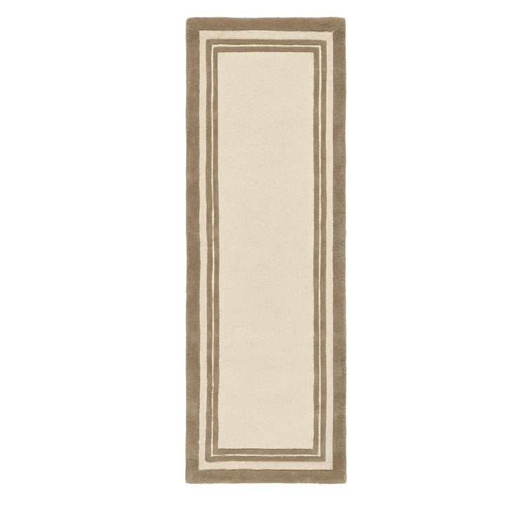 Origins Piper Hand Tufted Wool Border Rug in Taupe - beUNIQ - border rug - 067X200 - contemporary living room rug