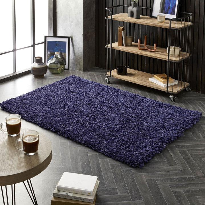 Origins Portland Navy Hand Tufted Deep Pile Shaggy Rug - beUNIQ - blue area rug - 60x110 - cosy home rug