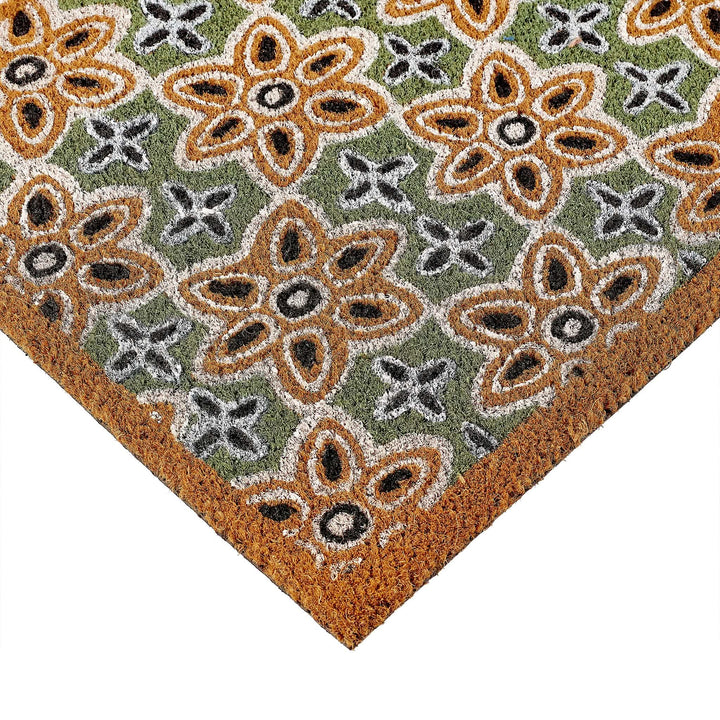 My Mat Coir Doormat Sage Green Woodblock Print 45x75cm - beUNIQ - 45x75cm door mat - coir doormat